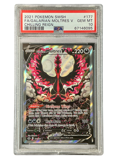 SWSH06 Chilling Reign  177/198 PSA10 #67146095 Galarian Moltres V (Alternate Full Art)  - Holofoil - Ultra Rare