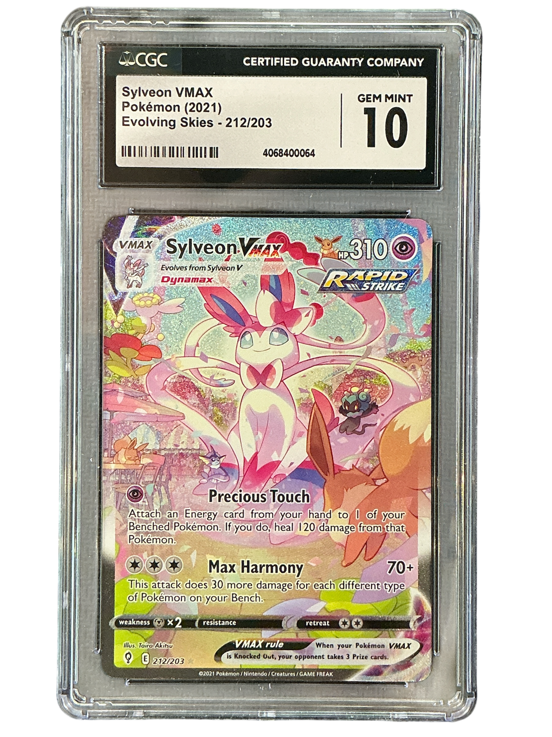 SWSH07 Evolving Skies 212/203 CGC10 #4068400064 Sylveon VMAX (Alternat – BeardyCards