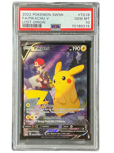 SWSH11 Lost Origin Trainer Gallery  TG16/TG30 PSA10 #70189319 Pikachu V  - Holofoil - Ultra Rare