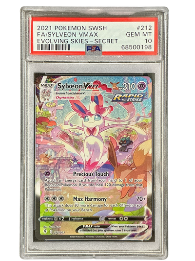 SWSH07 Evolving Skies  212/203 PSA10 #68500198 Sylveon VMAX (Alternate Art Secret)  - Holofoil - Secret Rare