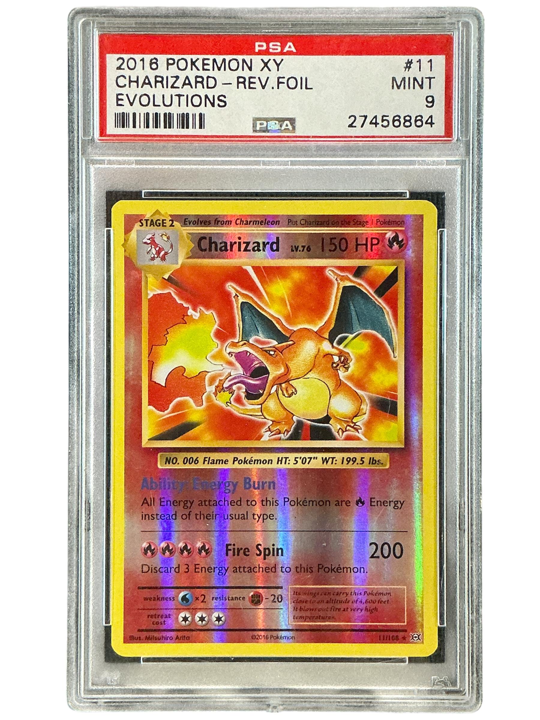 XY  Evolutions  011/108 PSA9 #27456864 Charizard  - Reverse Holofoil - Holo Rare