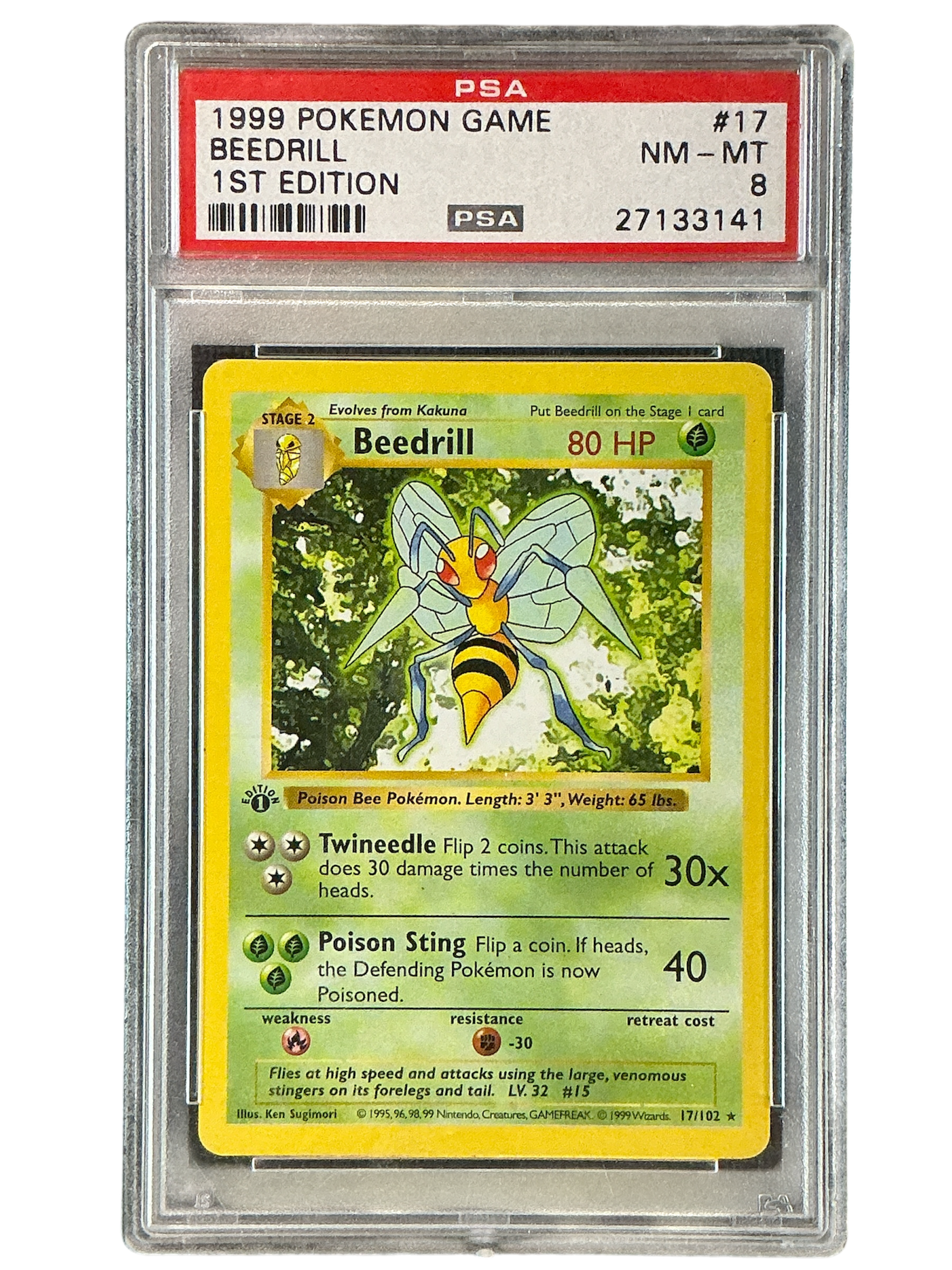 Base Set Shadowless  017/102 PSA8 #27133141 Beedrill  - 1st Edition - Rare