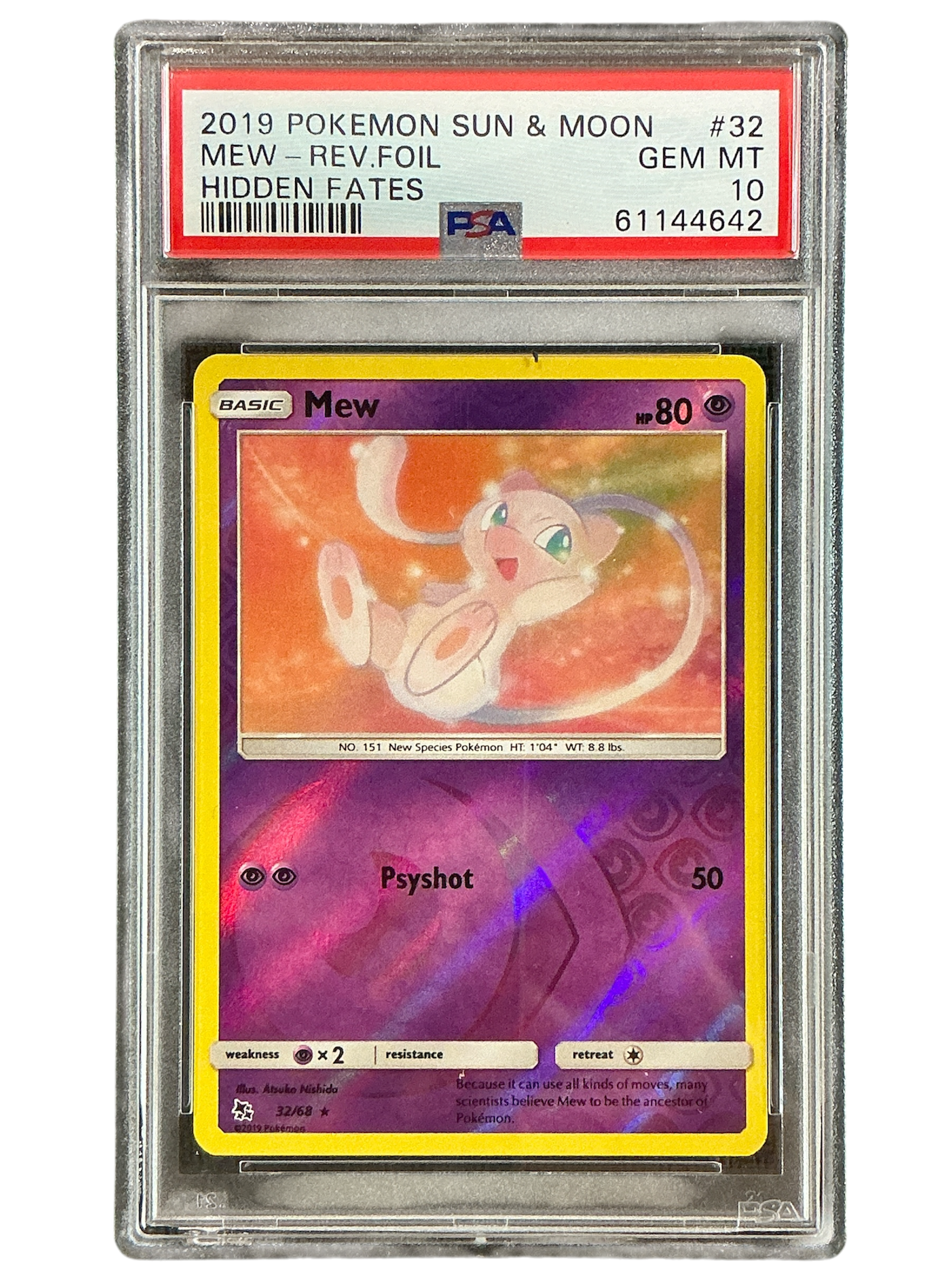 Hidden Fates  032/68 PSA10 #61144642 Mew  - Reverse Holofoil - Rare