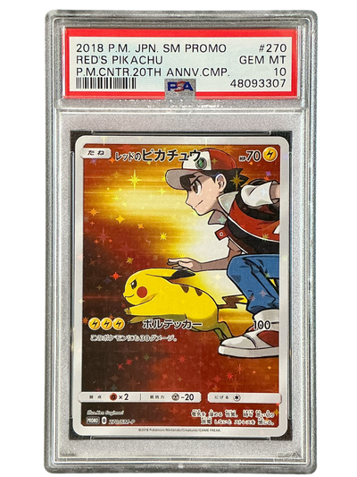 SMP Sun & Moon Promos  270/SM-P PSA10 #48093307 Red's Pikachu  - Holofoil - Common (Little damage on one corner of the slab)
