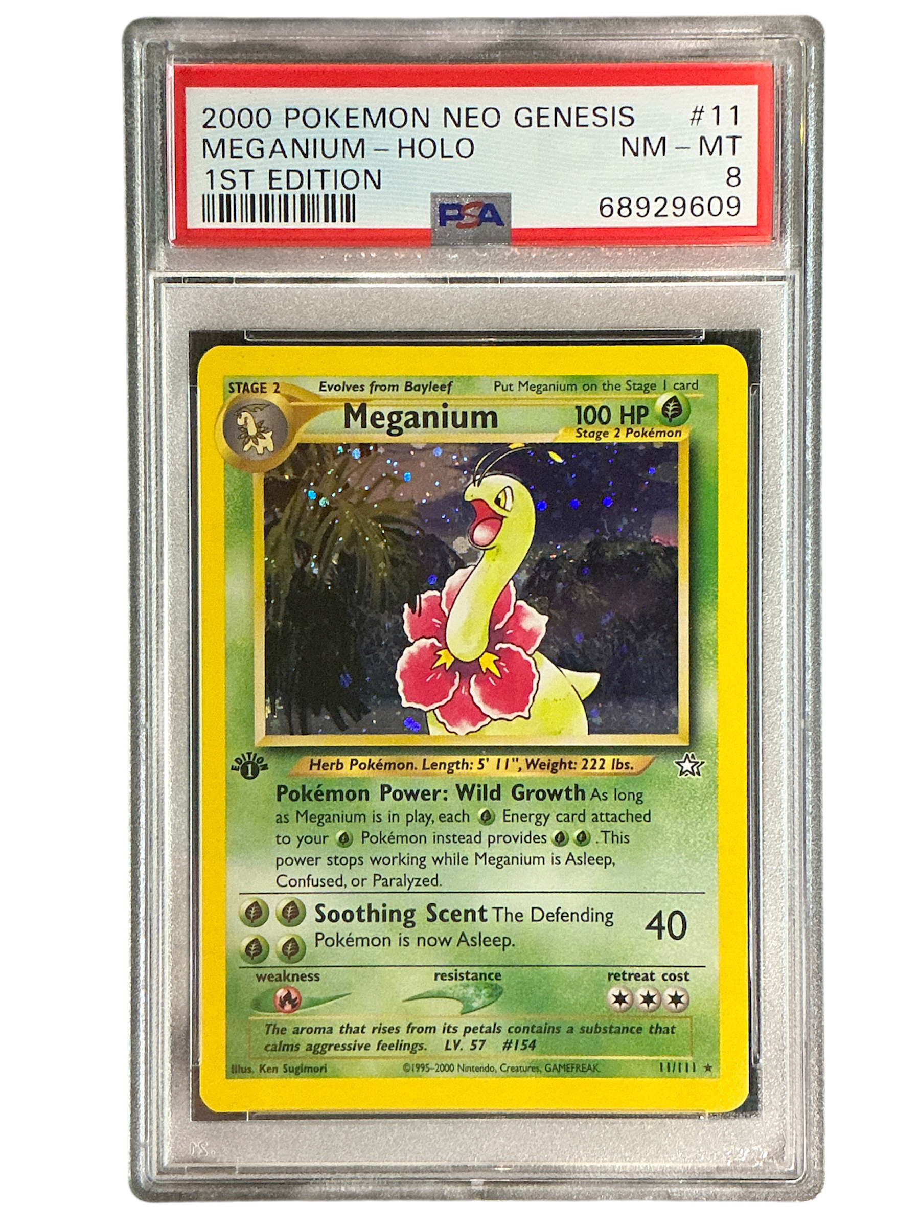 Neo Genesis  011/111 PSA8 #68929609 Meganium (11)  - 1st Edition Holofoil - Holo Rare
