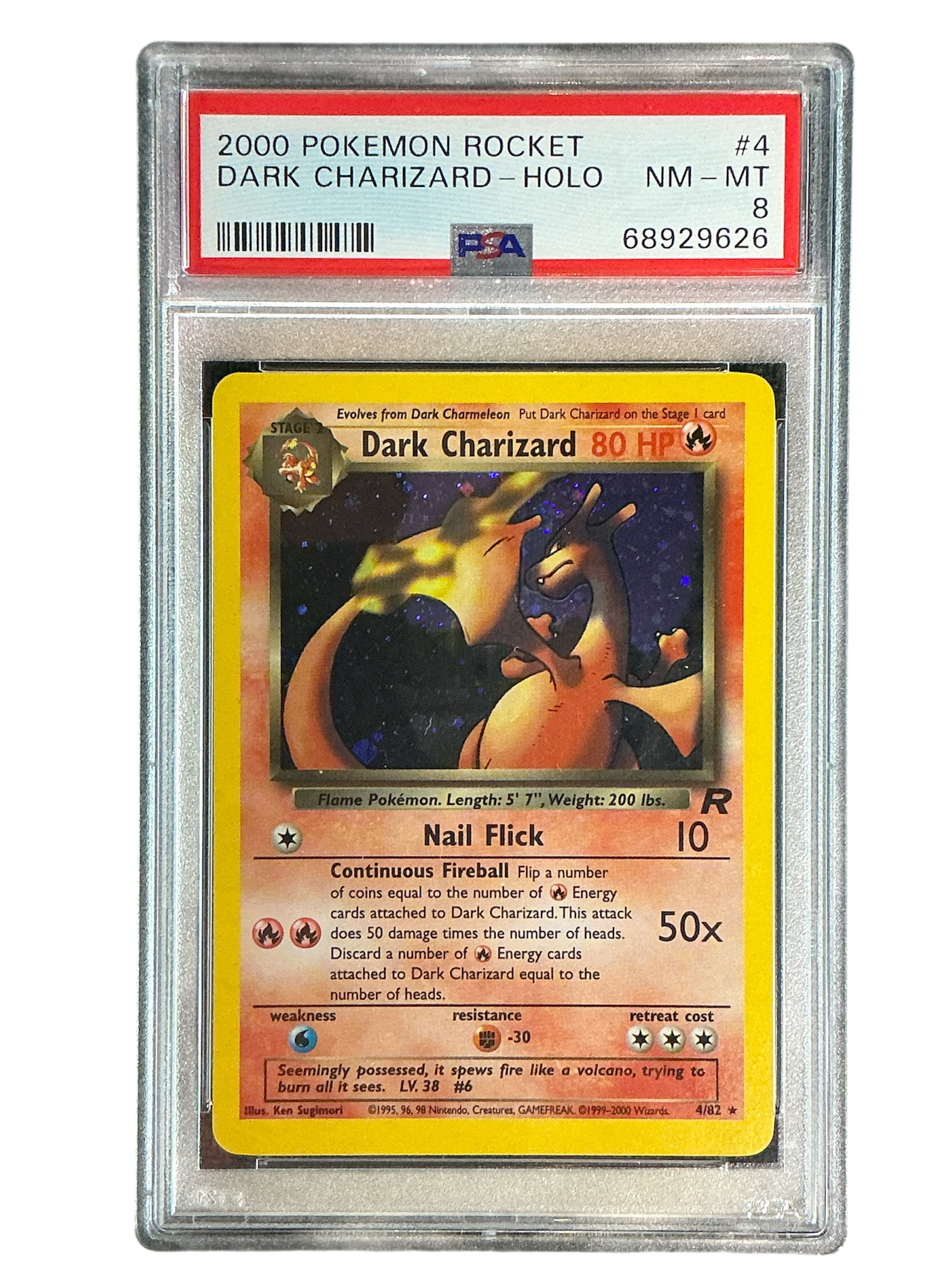 Team Rocket  004/82 PSA8 #68929626 Dark Charizard (4)  - Unlimited Holofoil - Holo Rare