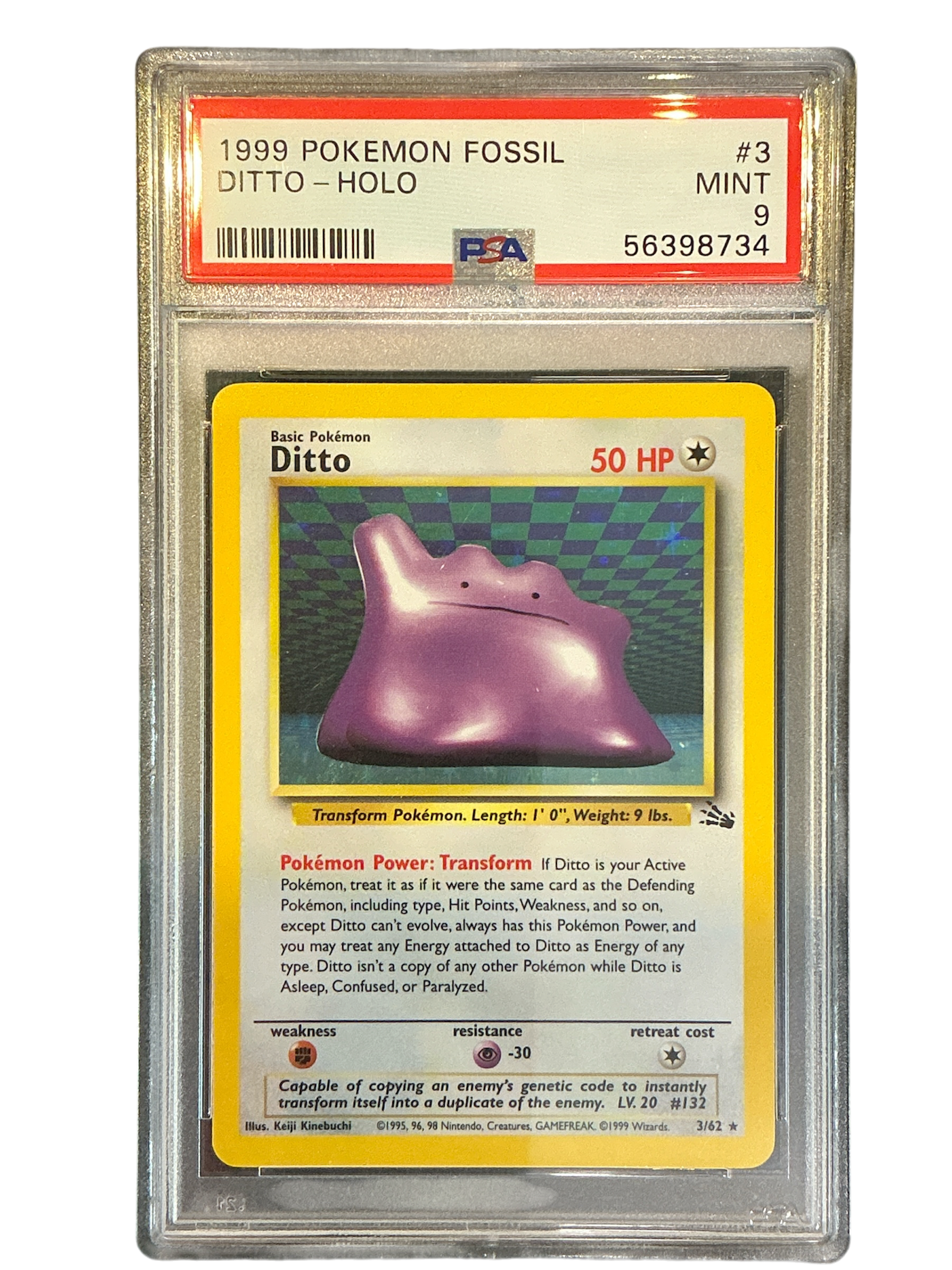 Fossil  003/62 PSA9 #56398734 Ditto (3)  - Unlimited Holofoil - Holo Rare