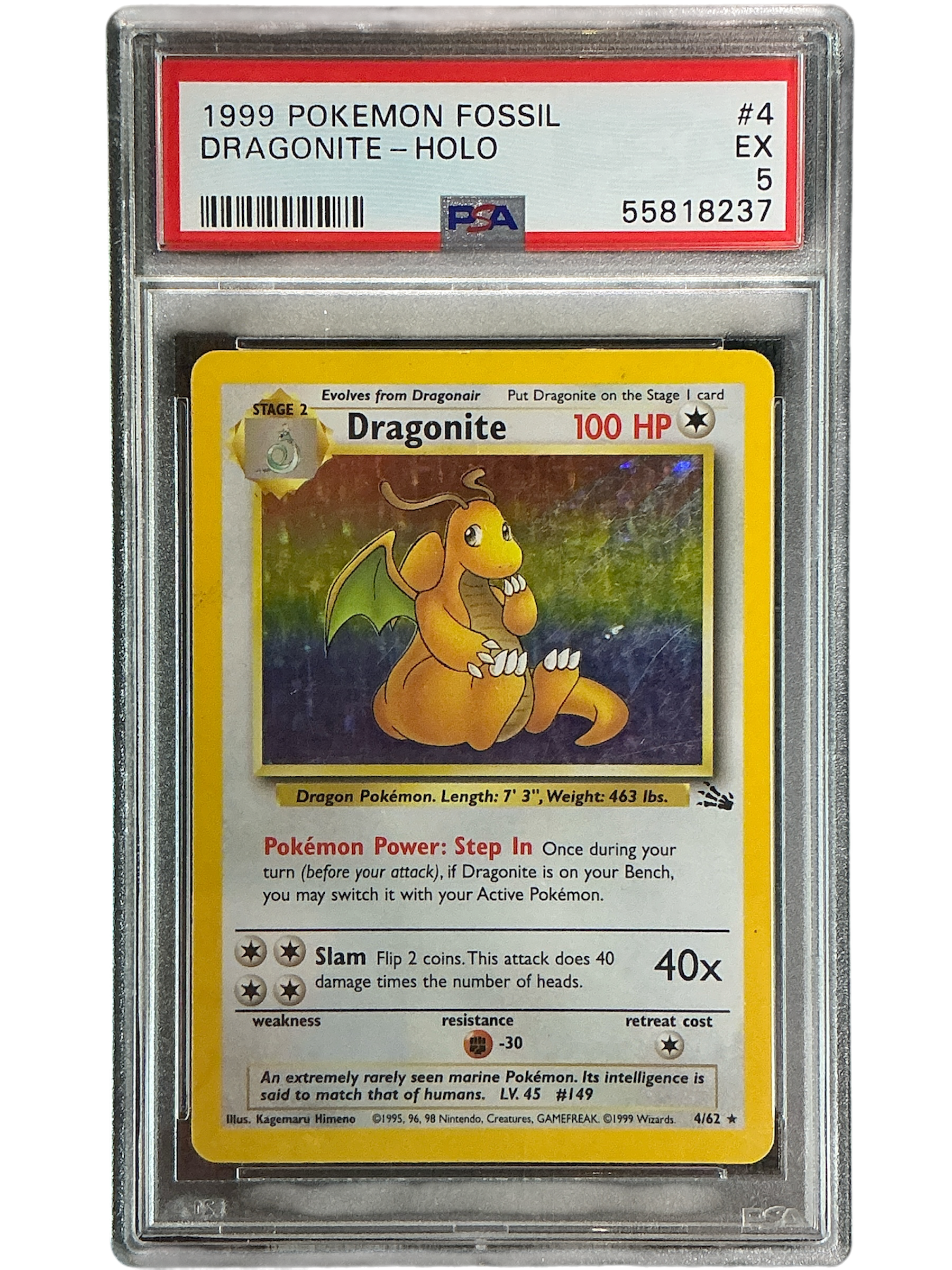 Fossil  004/62 PSA5 #55818237 Dragonite (4)  - Unlimited Holofoil - Holo Rare