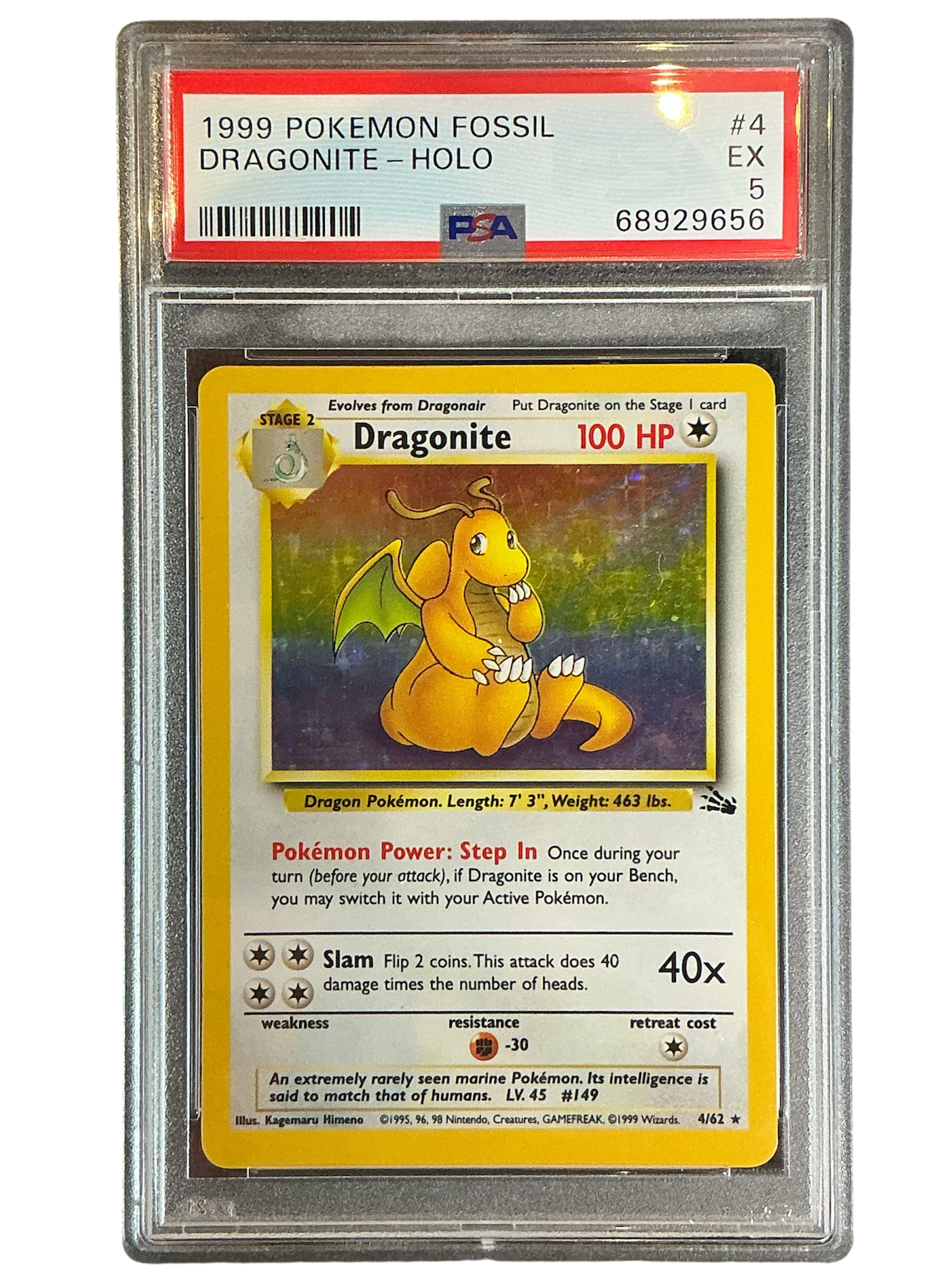 Fossil  004/62 PSA5 #68929656 Dragonite (4)  - Unlimited Holofoil - Holo Rare