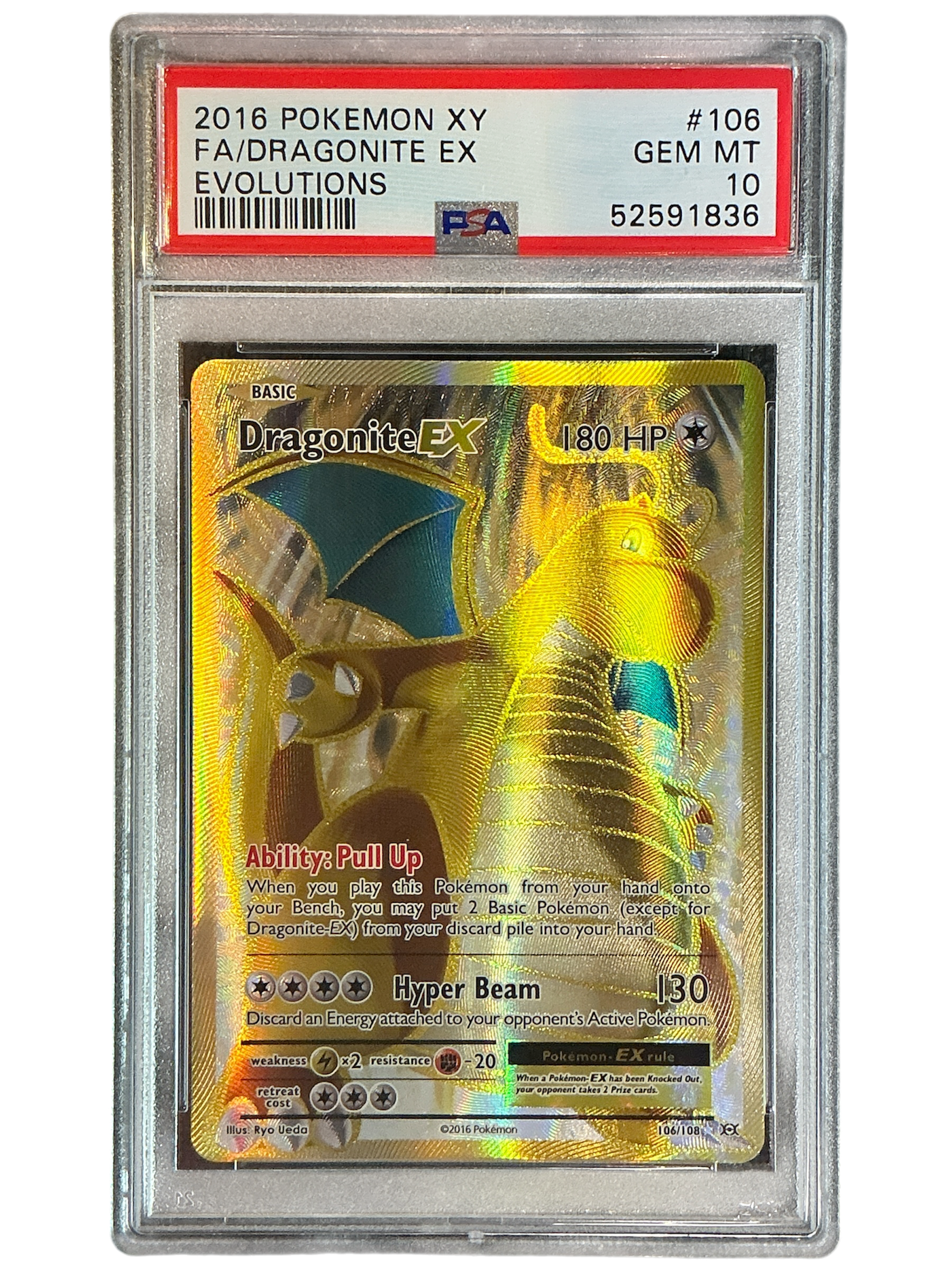 XY  Evolutions  106/108 PSA10 #52591836 Dragonite EX (Full Art)  - Holofoil - Ultra Rare