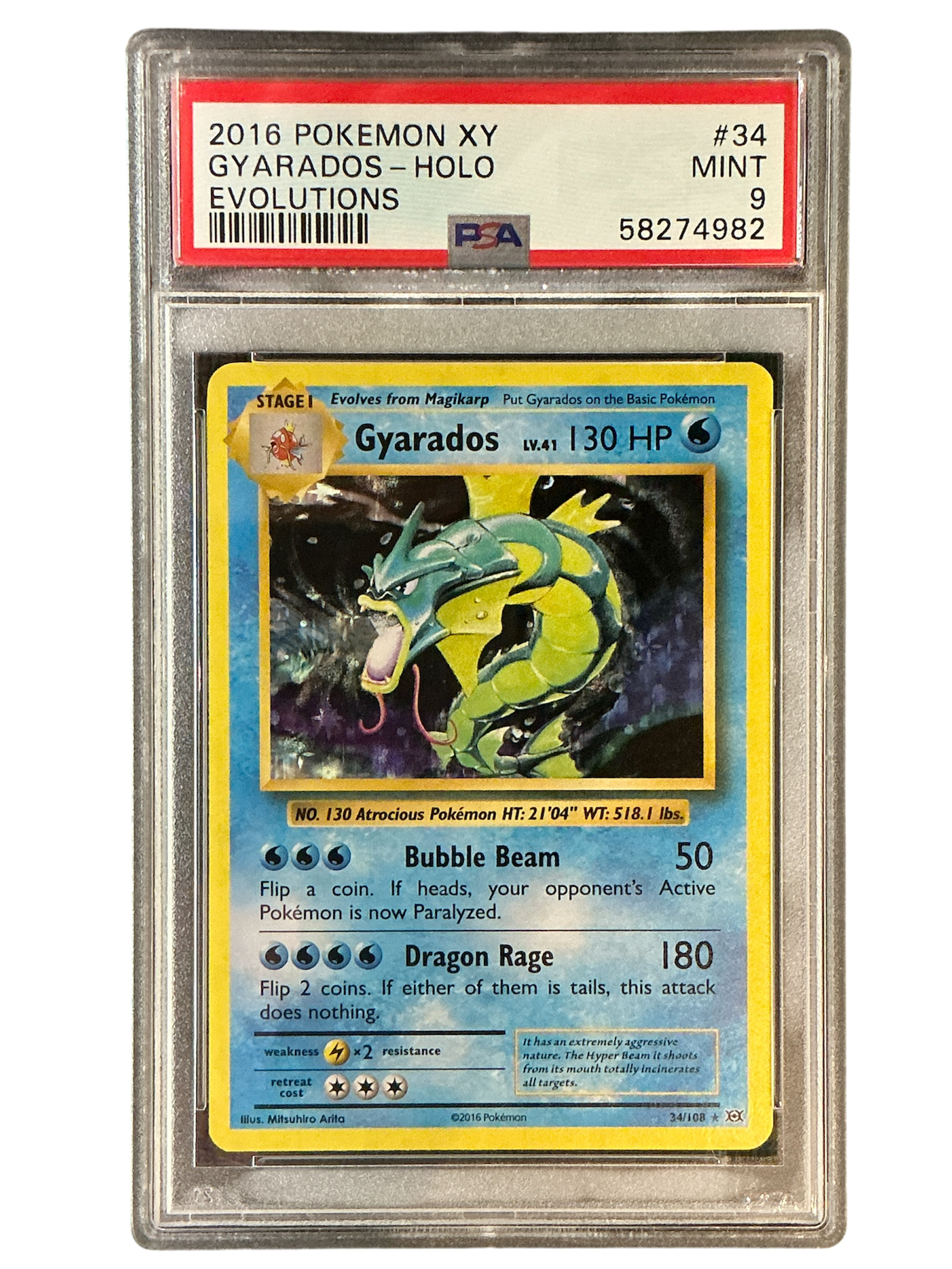 XY  Evolutions  034/108 PSA9 #58274982 Gyarados  - Holofoil - Holo Rare