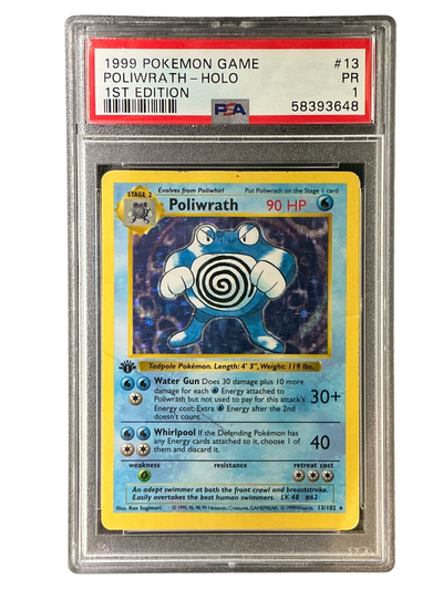 Base Set Shadowless  013/102 PSA1 #58393648 Poliwrath  - 1st Edition Holofoil - Holo Rare
