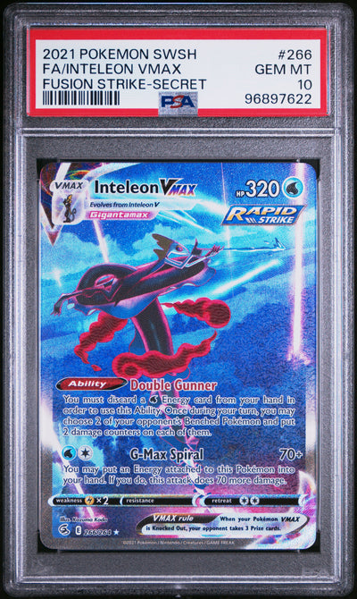 SWSH08 Fusion Strike  266/264 PSA10 #96897622 Inteleon VMAX (Alternate Art Secret)  - Holofoil - Secret Rare
