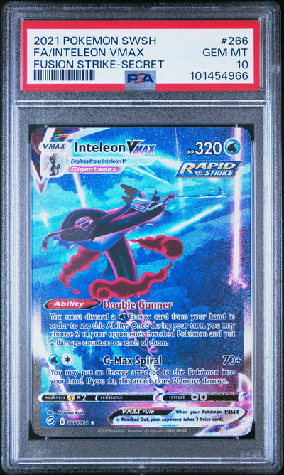 SWSH08 Fusion Strike  266/264 PSA 10 #101454966 Inteleon VMAX (Alternate Art Secret)  - Holofoil - Secret Rare