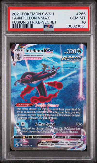 SWSH08 Fusion Strike  266/264 PSA 10 #130821651 Inteleon VMAX (Alternate Art Secret)  - Holofoil - Secret Rare