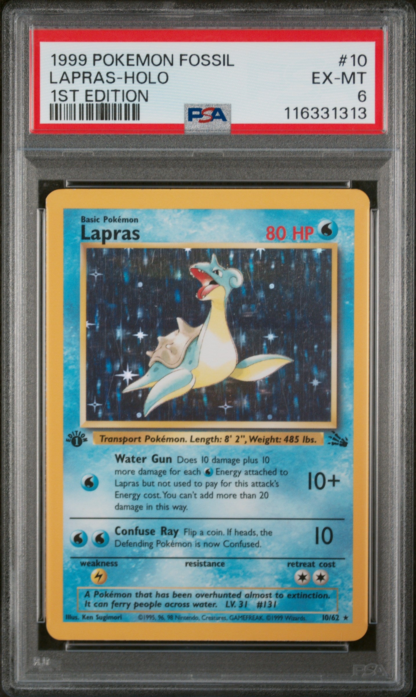 Fossil  010/62 PSA6 #116331313 Lapras (10)  - 1st Edition Holofoil - Holo Rare