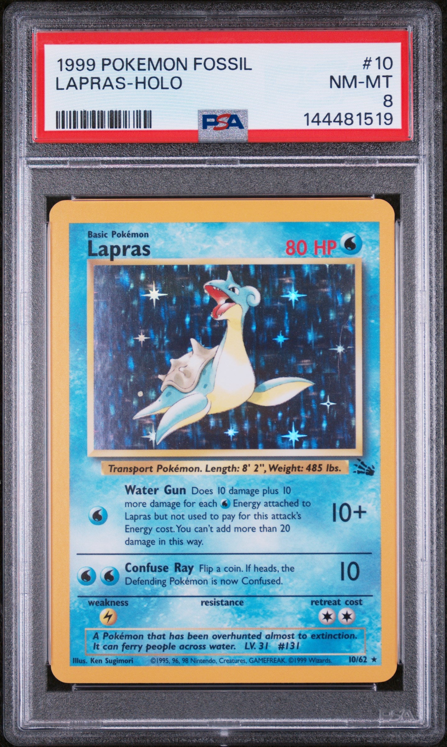 Fossil  010/62 PSA8 #144481519 Lapras (10)  - Unlimited Holofoil - Holo Rare