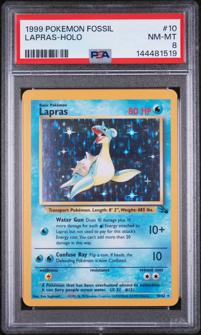 Fossil  010/62 PSA8 #144481519 Lapras (10)  - Unlimited Holofoil - Holo Rare