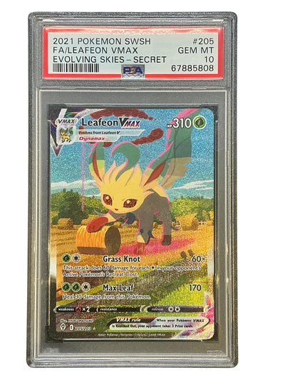 SWSH07 Evolving Skies  205/203 PSA10 #67885808 Leafeon VMAX (Alternate Art Secret)  - Holofoil - Secret Rare