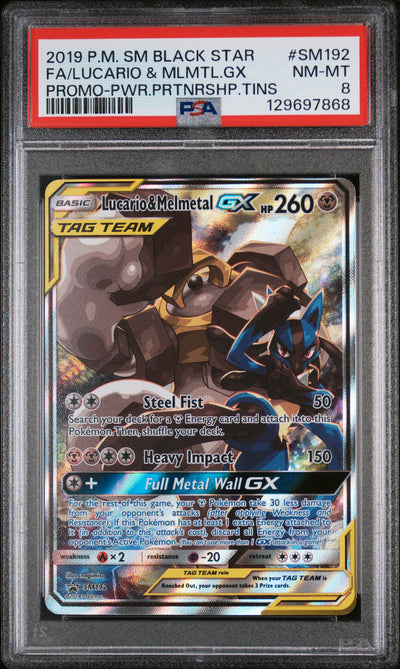 SM Promos  SM192 PSA8 #129697868 Lucario & Melmetal GX  - Holofoil - Promo