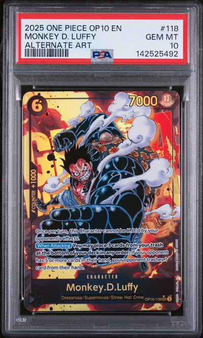 Royal Blood  OP10-118 PSA10 #142525492 Monkey.D.Luffy (118) (Parallel) (OP10-118)  - Foil - Secret Rare