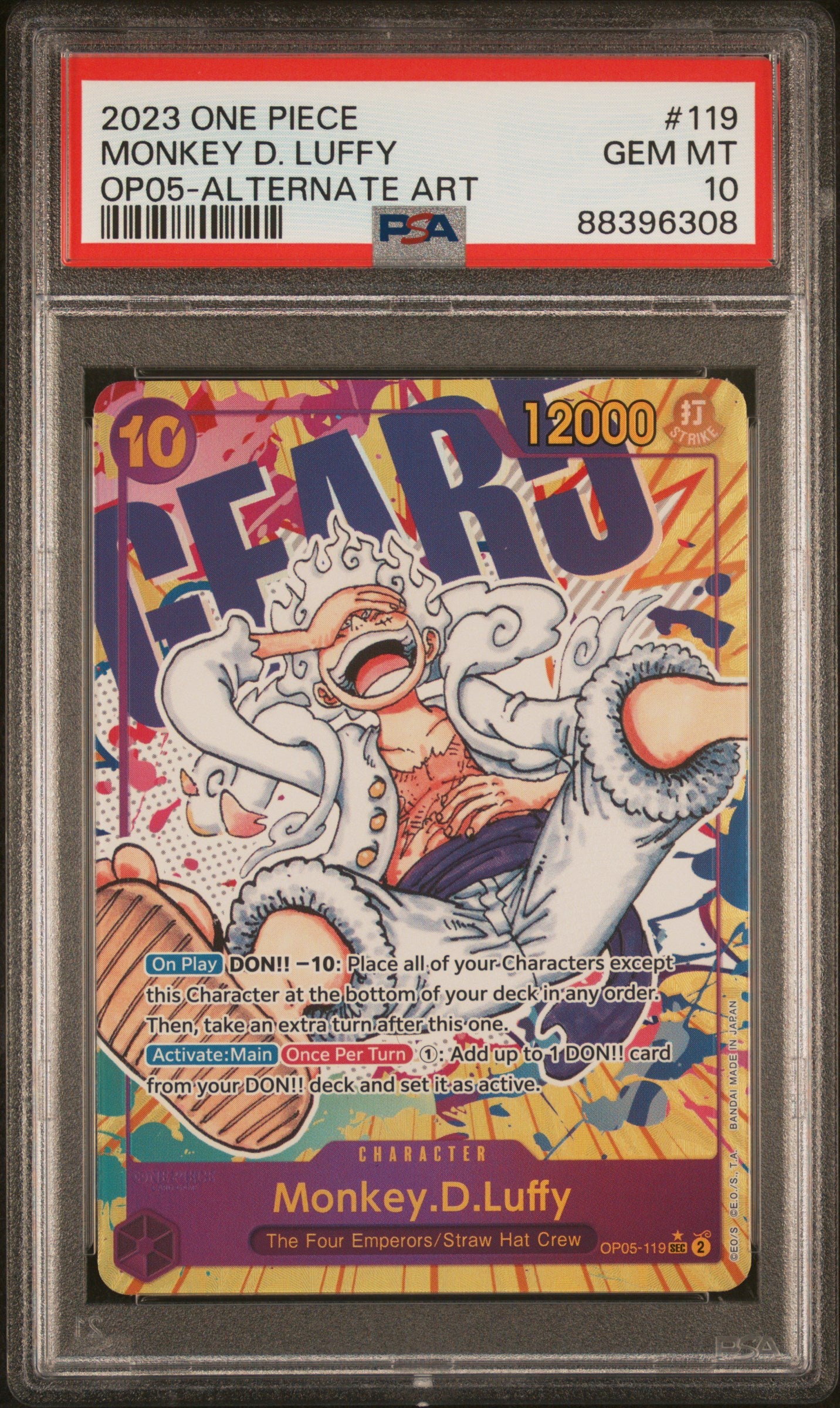 Awakening of the New Era  OP05-119 PSA10 #88396308 Monkey.D.Luffy (119) (Alternate Art) (OP05-119)  - Foil - Secret Rare
