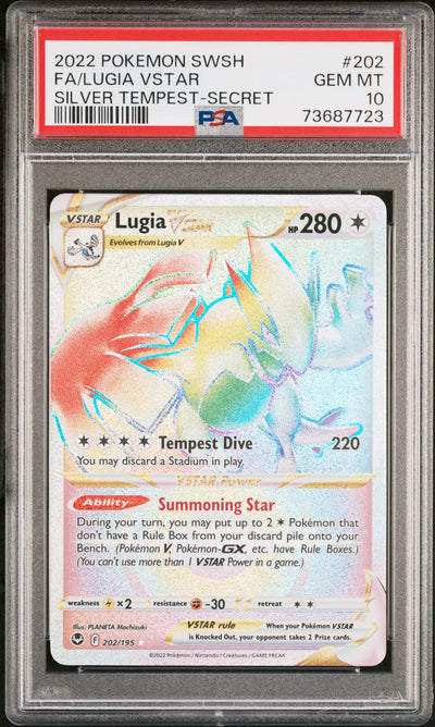 SWSH12 Silver Tempest  202/195 PSA10 #73687723 Lugia VSTAR (Secret) (202)  - Holofoil - Secret Rare