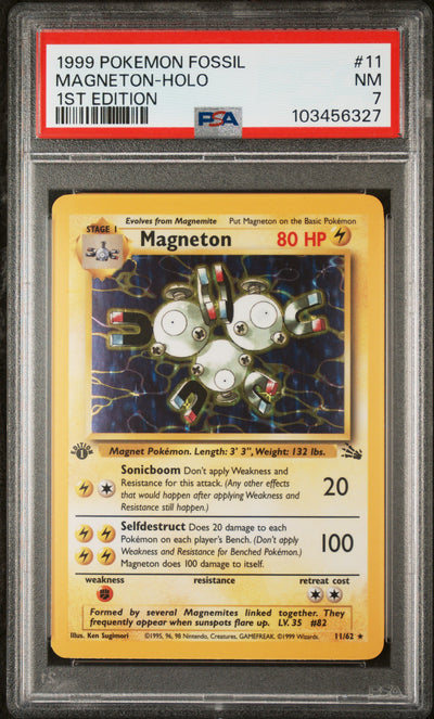 Fossil  011/62 PSA7 #103456327 Magneton (11)  - 1st Edition Holofoil - Holo Rare