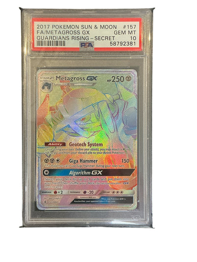 SM  Guardians Rising  157 PSA10 #58792381 Metagross GX (Secret)  - Holofoil - Secret Rare