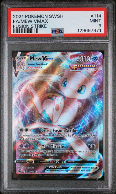 SWSH08 Fusion Strike  114/264 PSA9 #129697871 Mew VMAX  - Holofoil - Ultra Rare