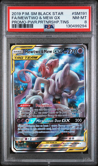 SM Promos  SM191 PSA8 #130499294 Mewtwo & Mew GX  - Holofoil - Promo