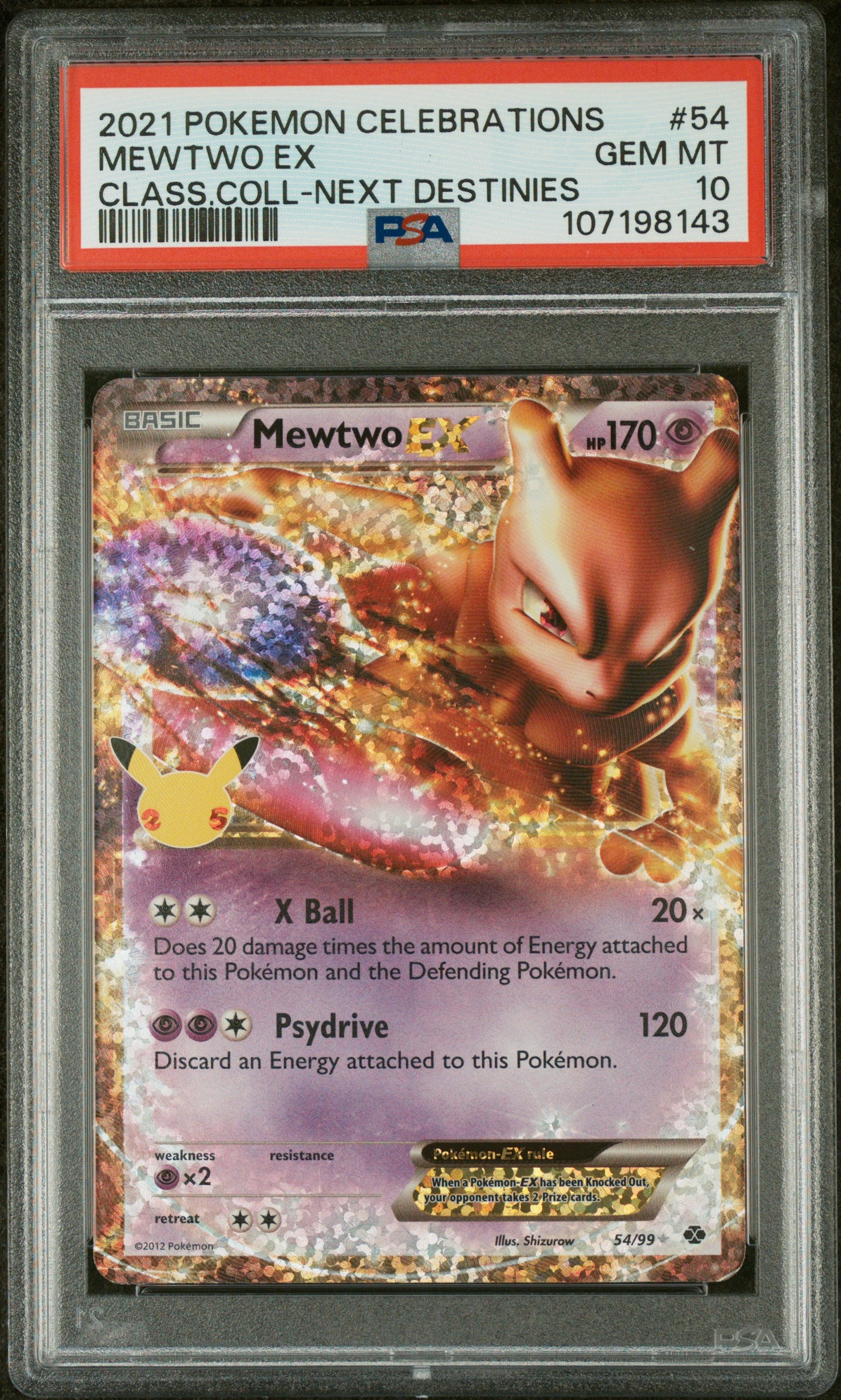 Celebrations Classic Collection  054/99 PSA10 #107198143 Mewtwo EX  - Holofoil - Classic Collection