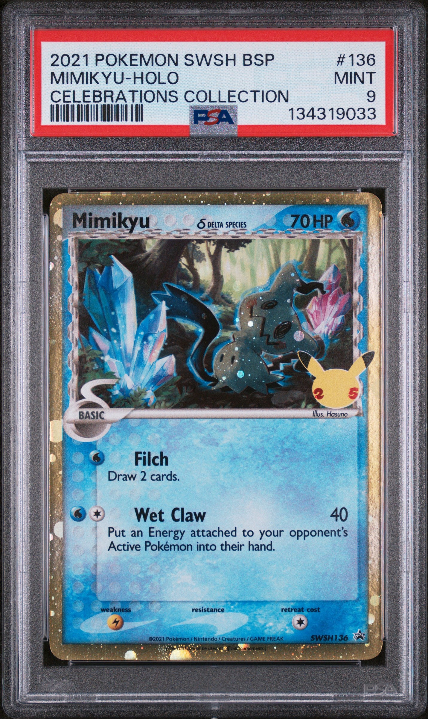 SWSH Sword & Shield Promo Cards  SWSH136 PSA9 #134319033 Mimikyu (Delta Species)  - Holofoil - Promo