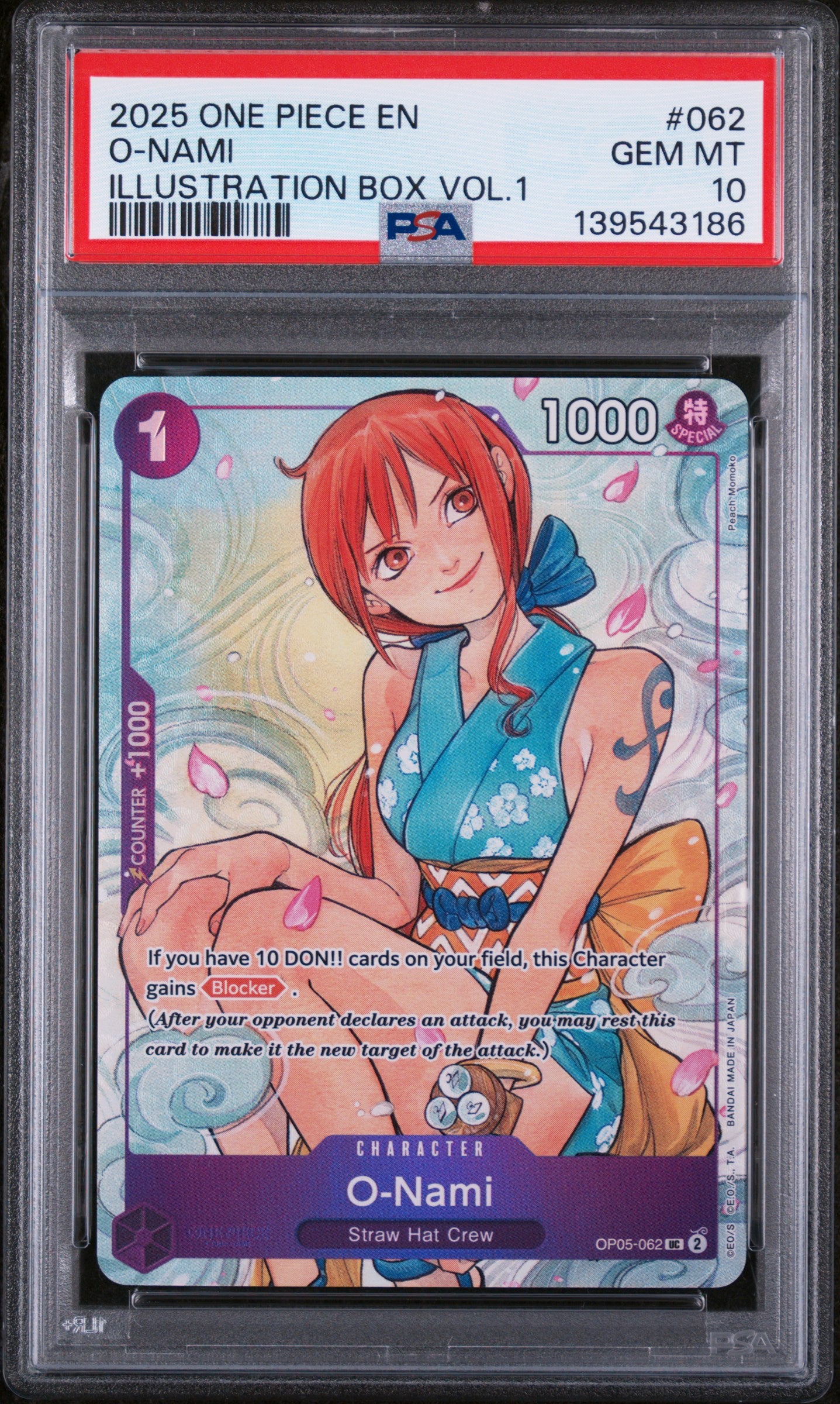 One Piece Promotion Cards  OP05-062 PSA10 #139543186 O-Nami (Illustration Box Vol.1) (OP05-062)  - Foil - Uncommon