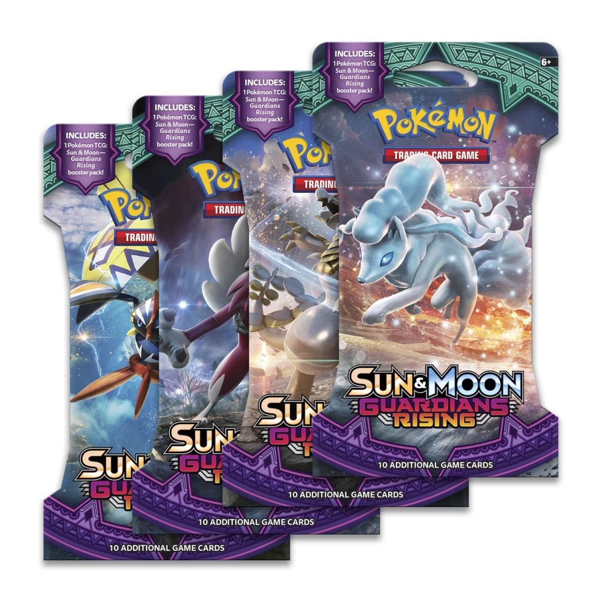 Pokemon Sun & Moon - SM02 - Guardians Rising Sleeved Booster Pack Art Set (4 packs)