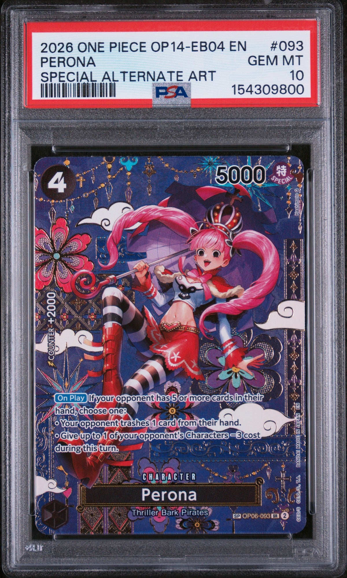 The Azure Seas Seven  OP06-093 PSA 10 #154309800 Perona - OP06-093 (SP) (OP06-093)  - Foil - Super Rare