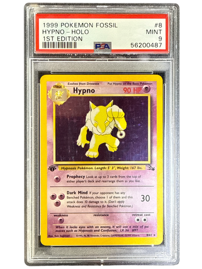 Fossil  008/62 PSA9 #56200487 Hypno (8)  - 1st Edition Holofoil - Holo Rare