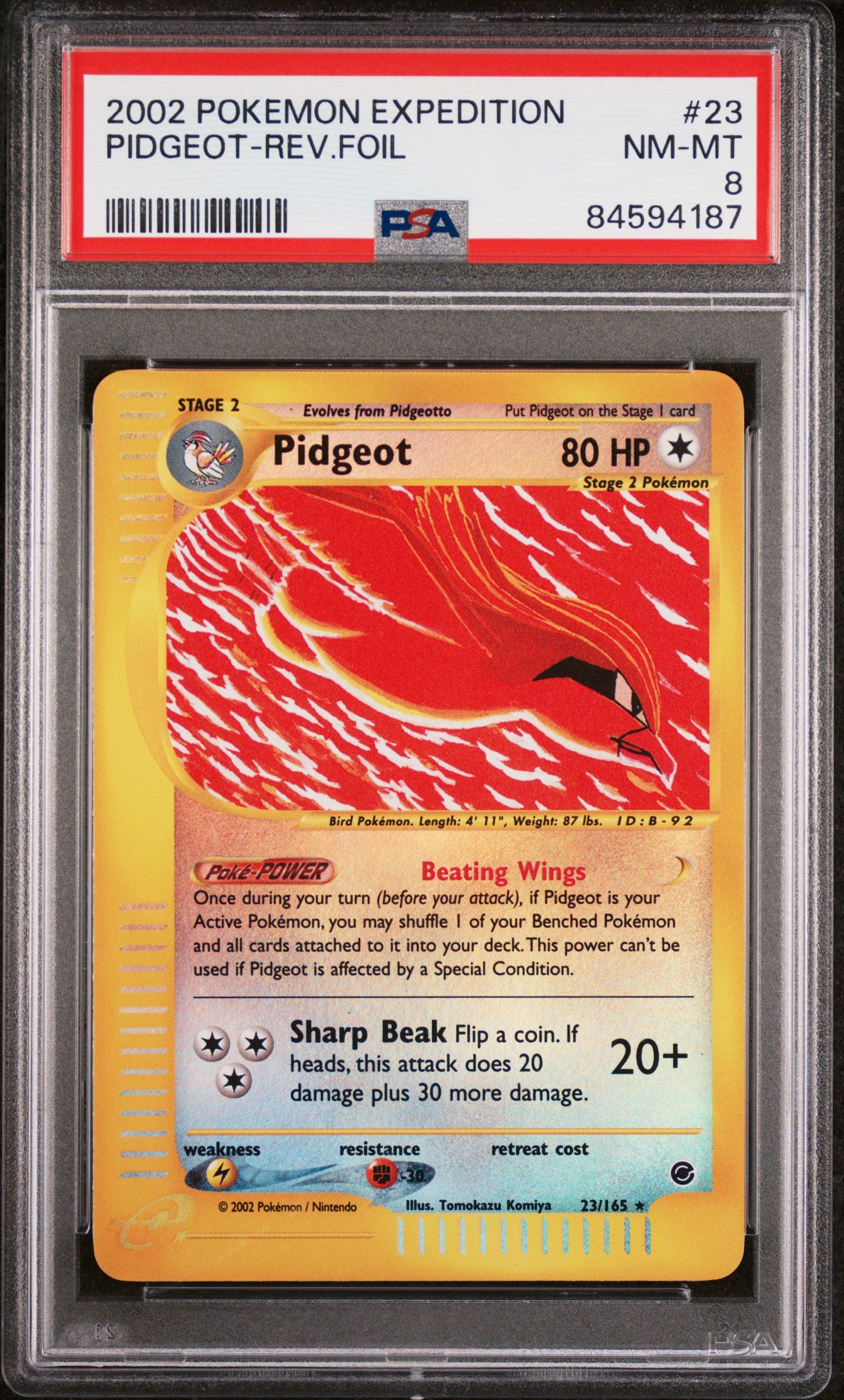 Expedition  023 PSA8 #84594187 Pidgeot (23)  - Reverse Holofoil - Holo Rare