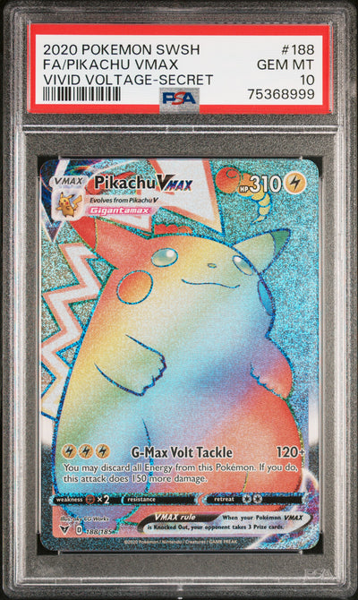 SWSH04 Vivid Voltage  188/185 PSA10 #75368999 Pikachu VMAX (Secret)  - Holofoil - Secret Rare