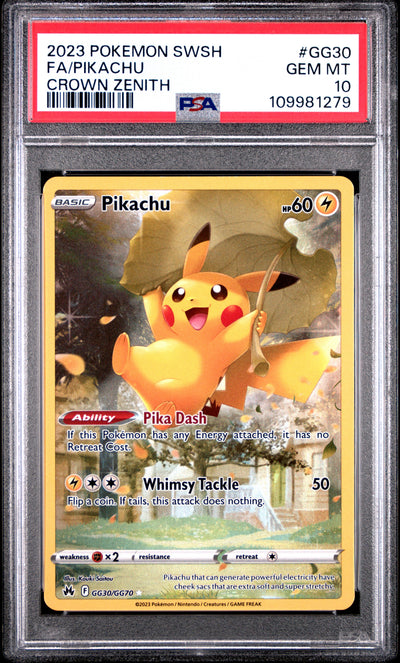 Crown Zenith Galarian Gallery  GG30/GG70 PSA10 #109981279 Pikachu  - Holofoil - Ultra Rare