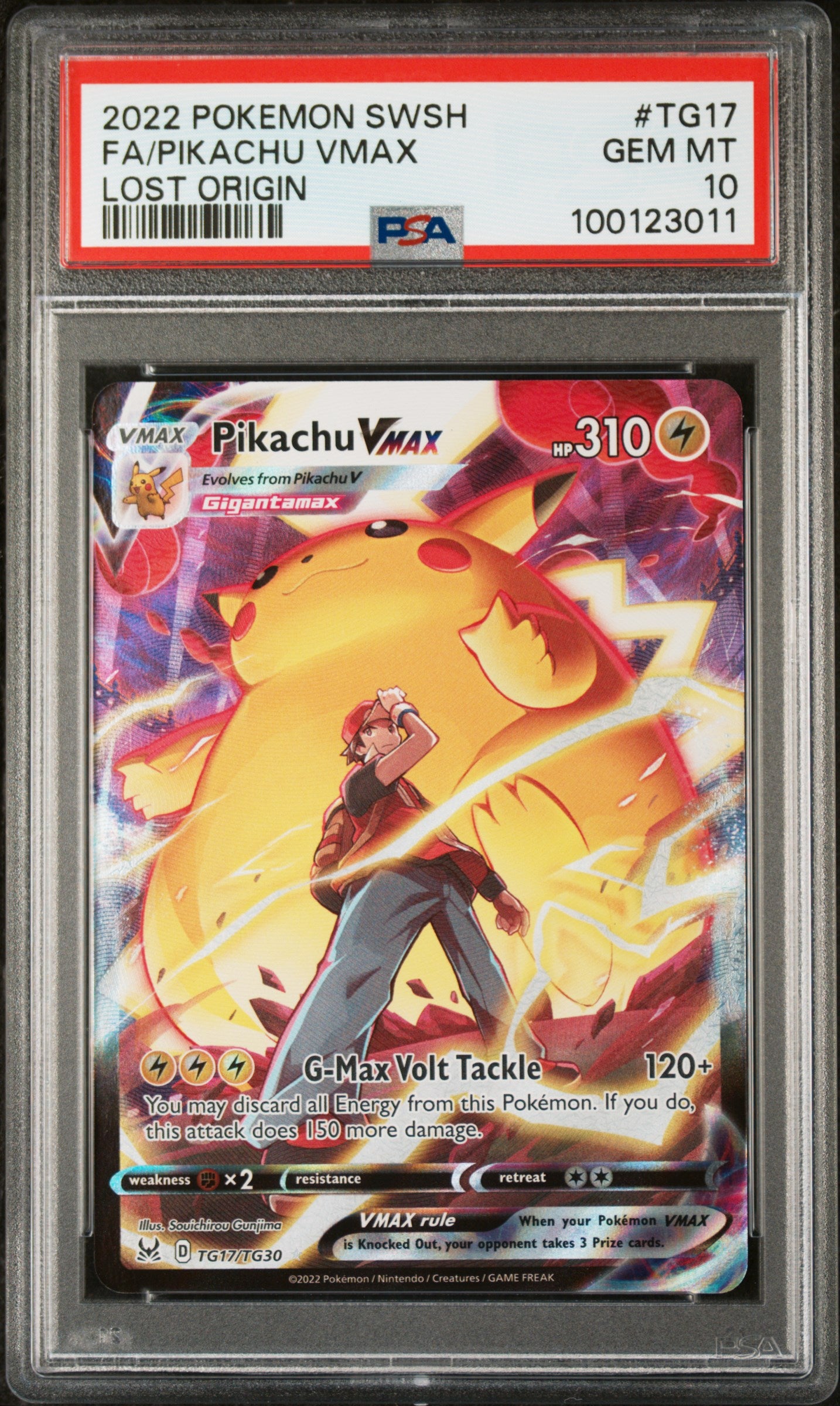 SWSH11 Lost Origin Trainer Gallery  TG17/TG30 PSA10 #100123011 Pikachu VMAX  - Holofoil - Ultra Rare