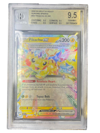 SV08 Surging Sparks  057/191 Beckett 9.5 #0017656406 Pikachu ex  - Holofoil - Double Rare