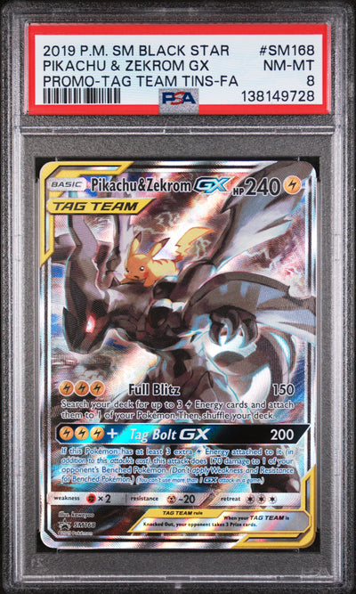 SM Promos  SM168 PSA8 #138149728 Pikachu & Zekrom GX  - Holofoil - Promo