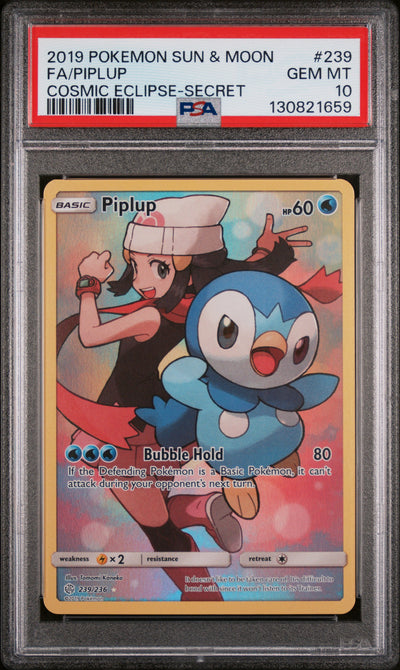 SM  Cosmic Eclipse  239/236 PSA 10 #130821659 Piplup (Secret)  - Holofoil - Secret Rare