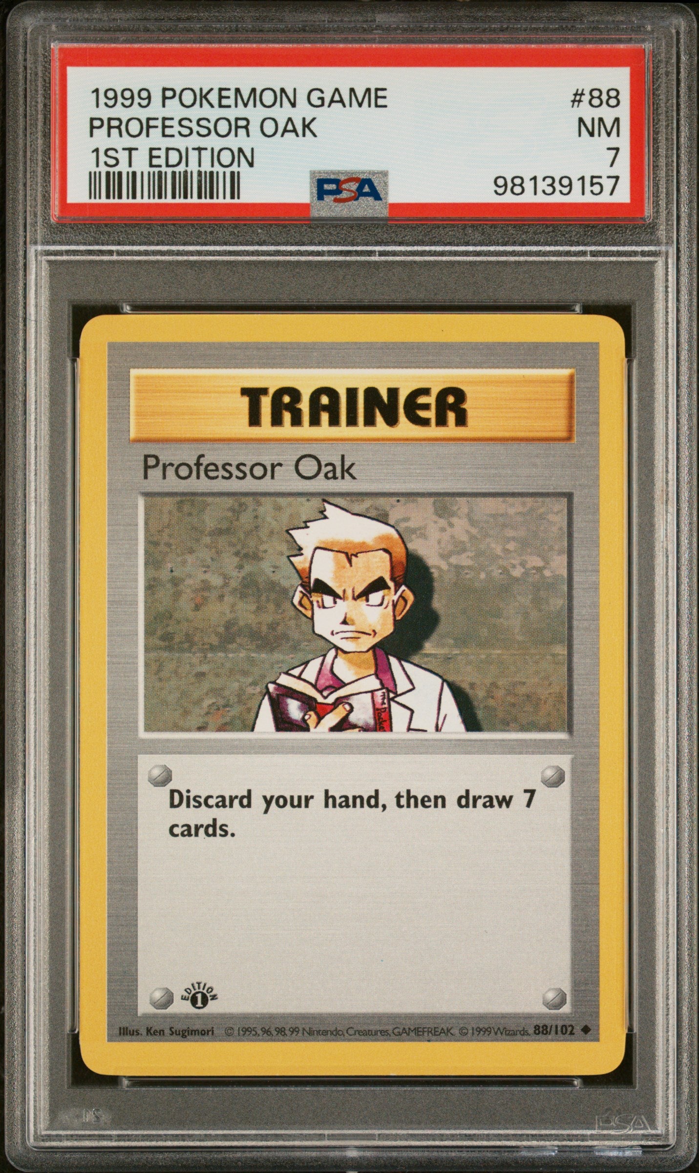 Base Set Shadowless  088/102 PSA7 #98139157 Professor Oak  - 1st Edition - Uncommon