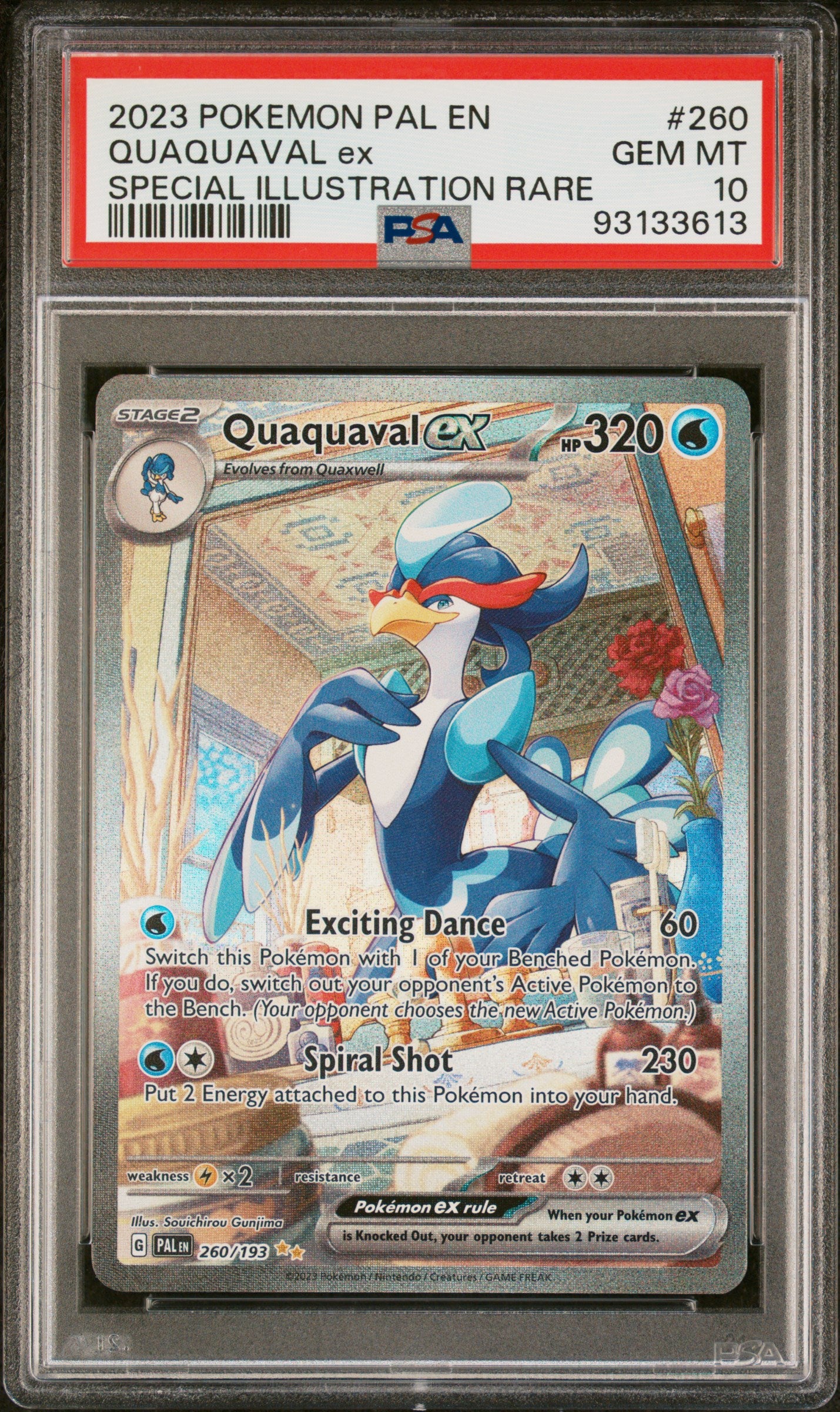 SV02 Paldea Evolved  260/193 PSA10 #93133613 Quaquaval ex  - Holofoil - Special Illustration Rare