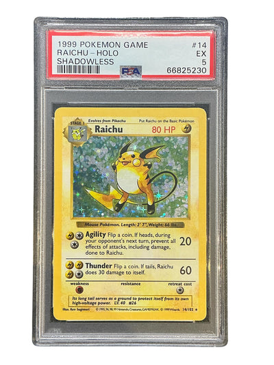 Base Set Shadowless  014 PSA5 #66825230 Raichu  - Unlimited Holofoil - Holo Rare