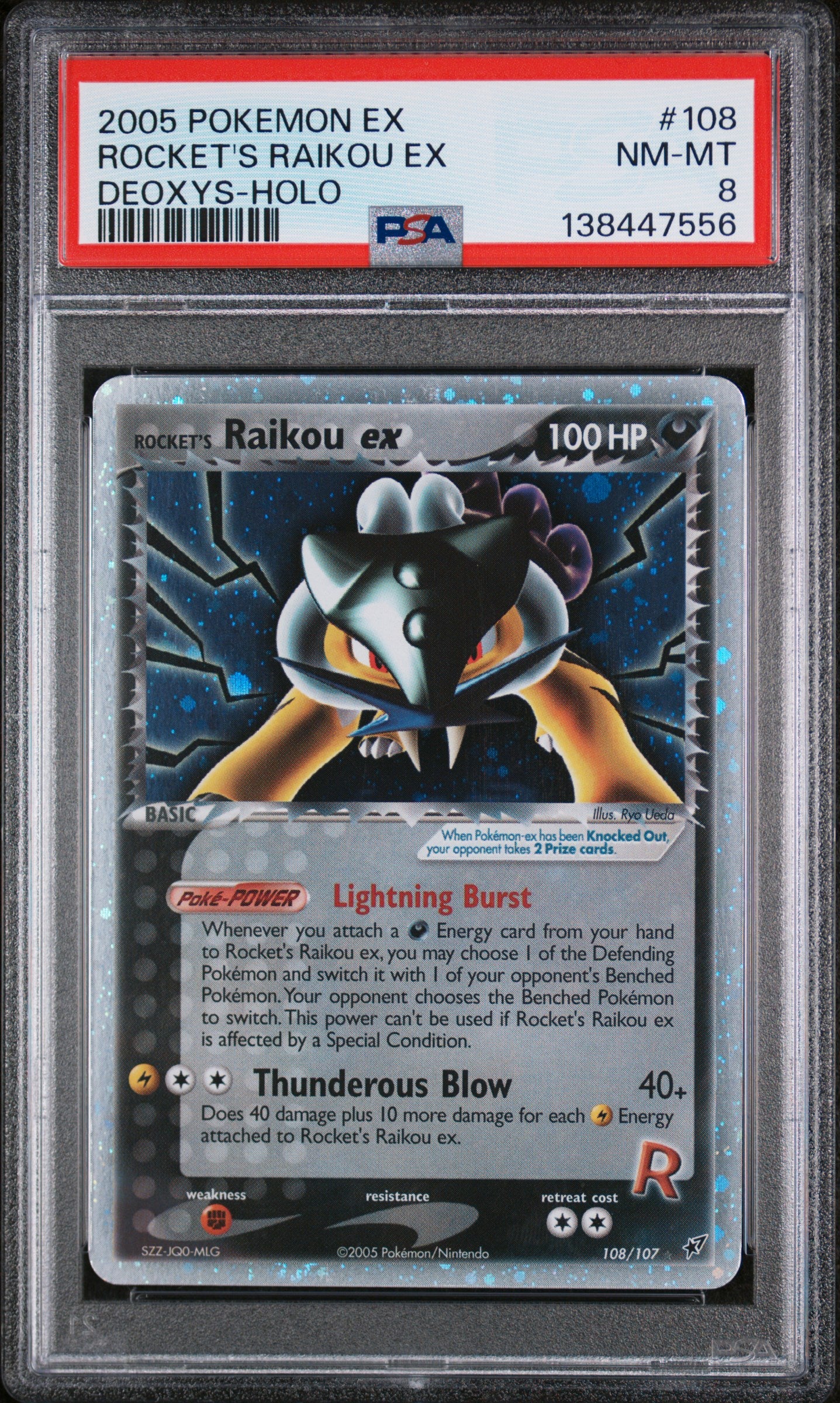 Deoxys  Rocket's PSA8 #138447556 Raikou ex  - Holofoil - Secret Rare