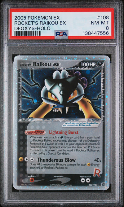 Deoxys  Rocket's PSA8 #138447556 Raikou ex  - Holofoil - Secret Rare