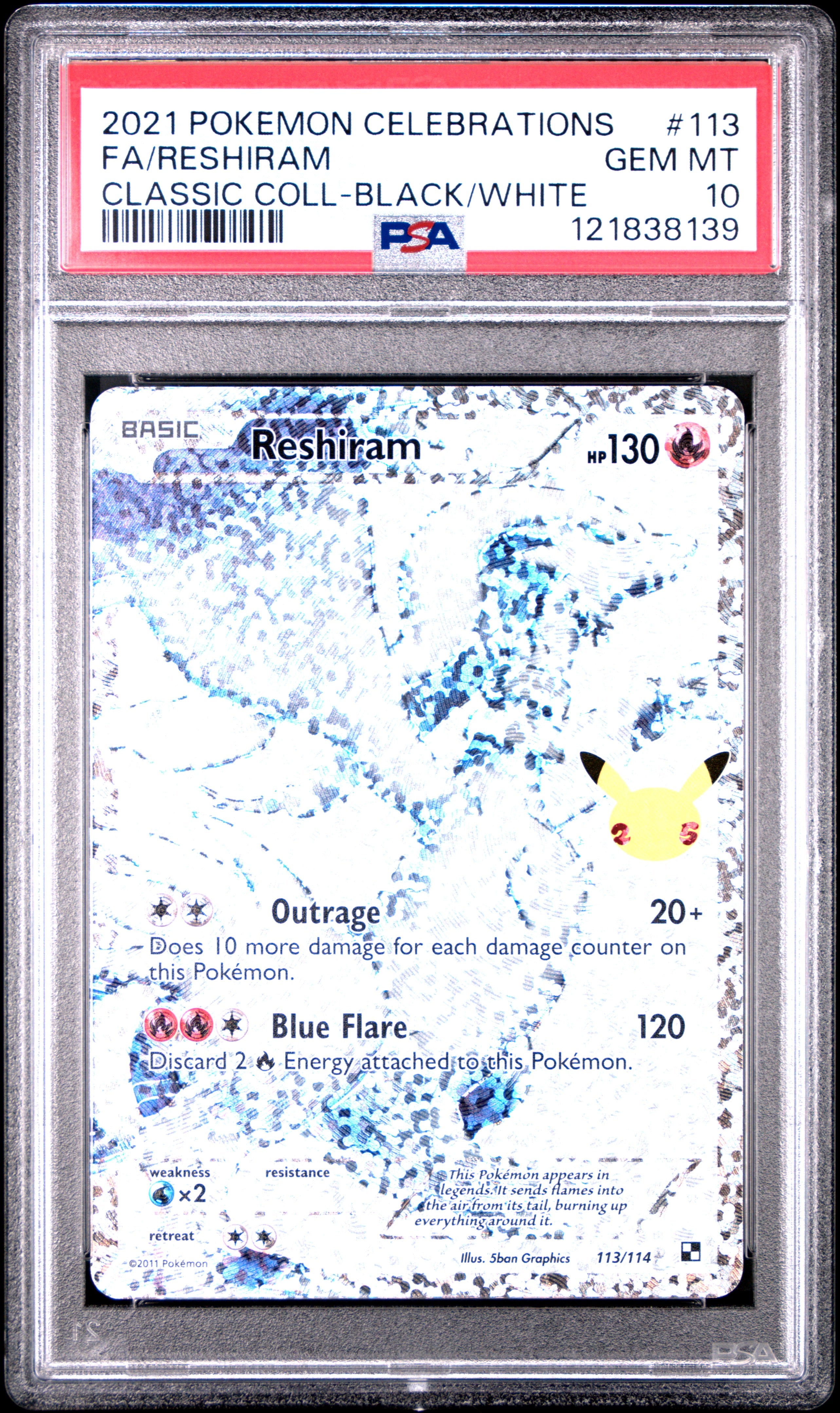 Celebrations Classic Collection  113/114 PSA10 #121838139 Reshiram  - Holofoil - Classic Collection